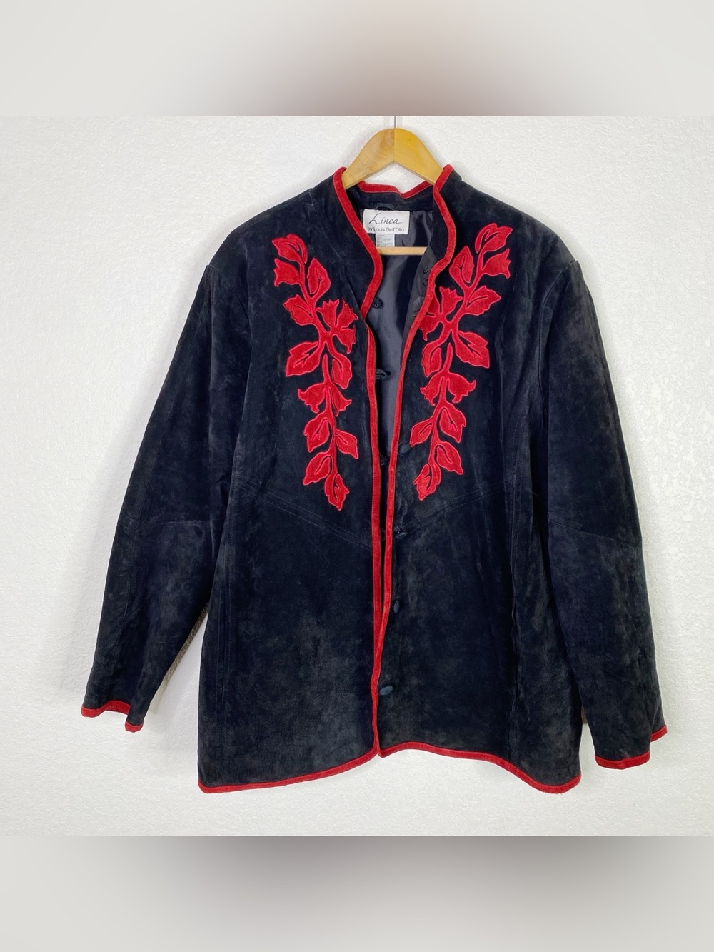 Vintage Linea by Louis Dell’Olio Black Suede & Red Leather Jacket